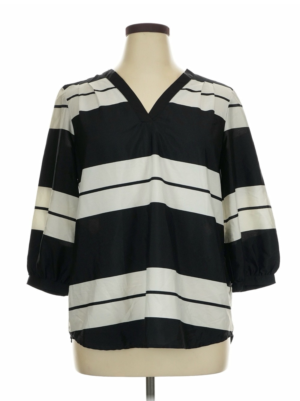 ECI Black and White Striped V-Neck Tunic
